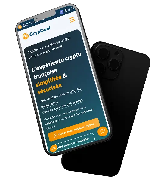 Site CrypCool affiché sur un Iphone